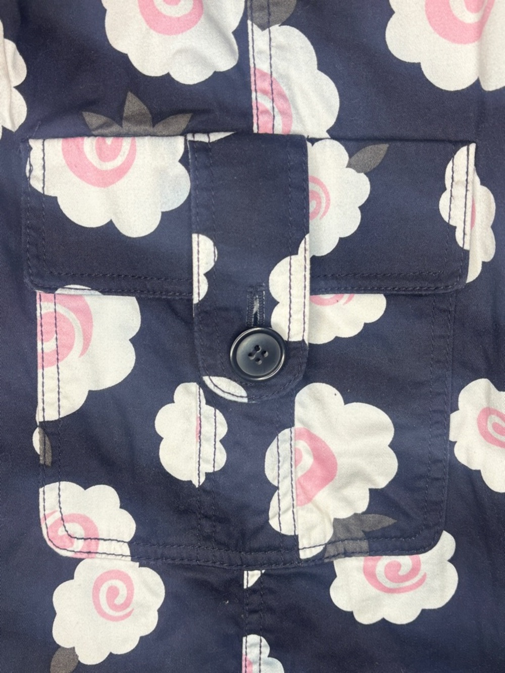 Navy Blue Floral Button Trench Coat from W Work To Weekend -L- - Picture 13 of 13
